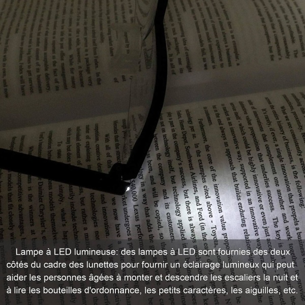 Lesebriller - Forstørrelsesglass med LED-lys, 160 % forstørrelse, for lesing, alt presisjonsarbeid, søm, reparasjoner, klokker og håndverk