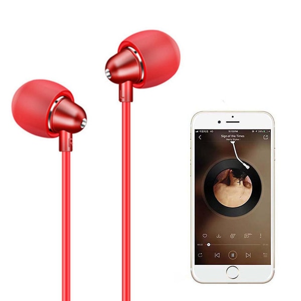 Hörlurar In-Ear Kompatibla med Iphone 11 Pro Max Iphone X/xs/xr Iphone 8/8 Plus/7/7 Plus, Trådbundna Hörlurar Inbyggd Mikrofon med Conred red