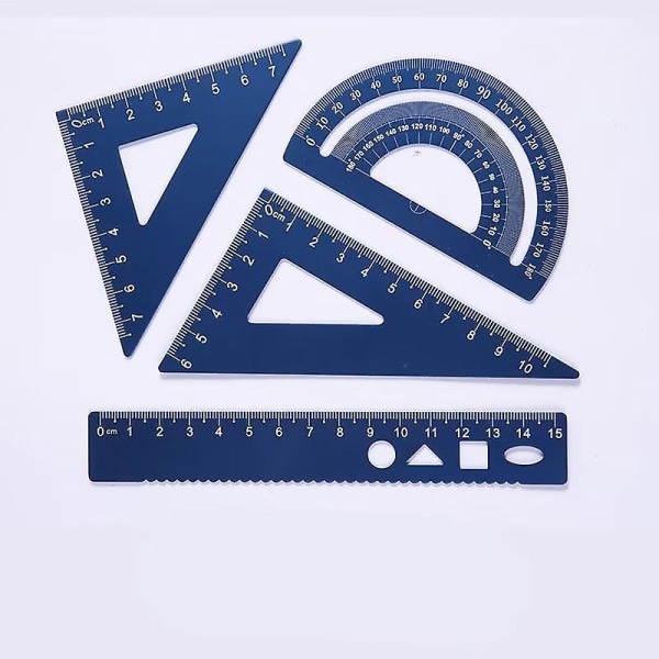 8pcs Math Ruler Geometry Tool , Metal Aluminum Alloy Ruler Lightweight Includes Straight Ruler, Triangle Ruler, Protractor For School Student Teacher