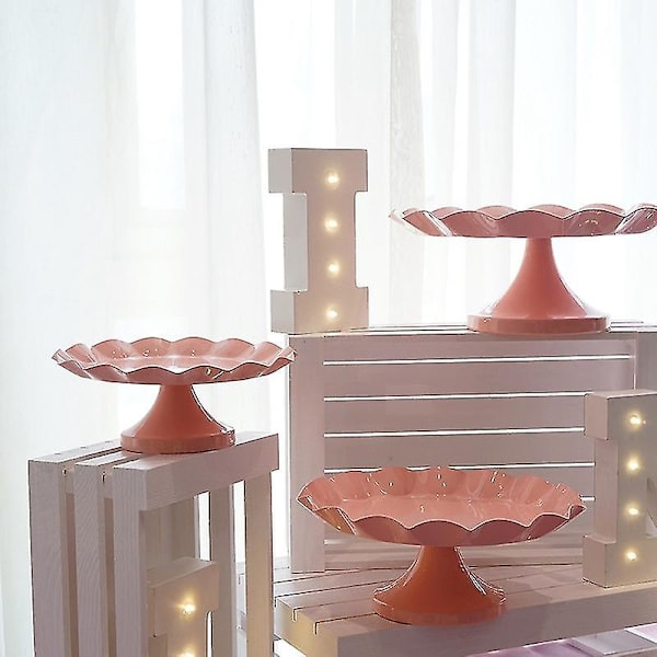 Romantisk Pink Kagebakke Bryllupsrekvisitter Jern Kage Stativ Snack Bakke B
