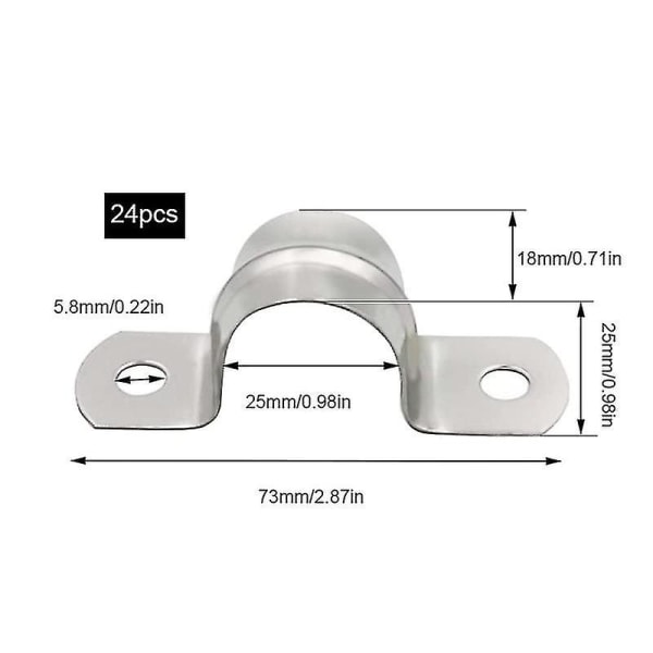 Rørklemme 304 Rustfritt Stål U-klemme Koblingsring Rørklemme Rør U-klemme U-klemme Brukes Til Å Feste 24 Rørstøtter 25mm