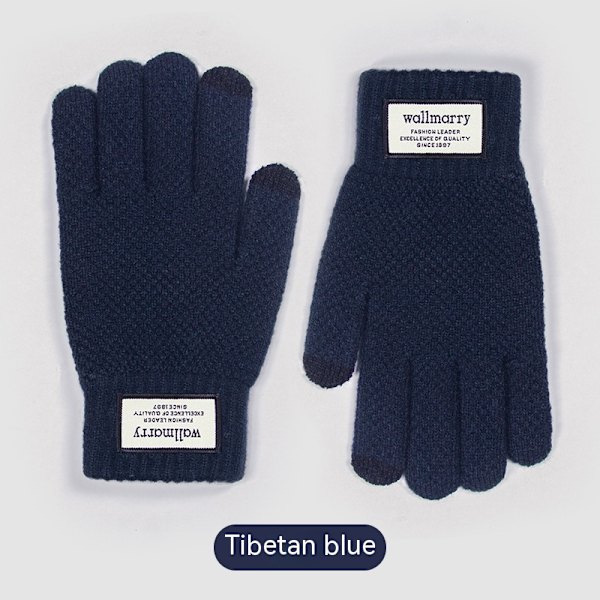 Talv hanskat kosketusnäyttö Kaksinkertainen joustava lämpövillavuori Lämpimät hanskat kylmälle säälle Navy blue cloth label touch screen Male/Young Student