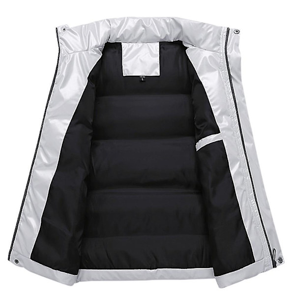 Herrar Ståkrags Vadderad Glansig Väst 2XLLjusgrå Light grey 2XL