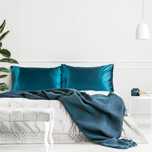 Satin Kuddeöverdrag för Hår och Hud, 2-pack - Standardstorlek Kuddeöverdrag - Satin Kuddeöverdrag med Kuvertstängning Teal20 x 26 Teal 20  x 26