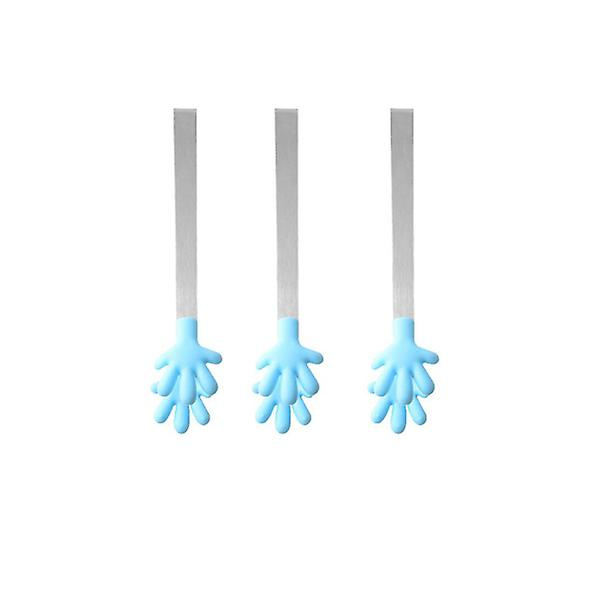 5-pack Palmformade Matklämmor Rostfritt Stål Silikon Brödtång Brödklämma Grilltång Köksredskap För Kött Biff Skaldjur Blå 13,1X2,5CM Blue 13.1X2.5CM
