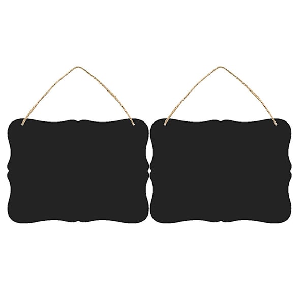 2 stk. Træagtig Dekoration Kridttavle Beskedtavle Tavle Vedhæng Dobbeltsidet Kridttavle Skilt Sort 23X1 Black 23X17cm