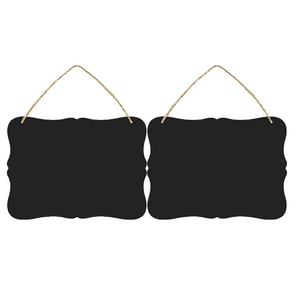 2 stk Treaktig Dekorativ Tavle Beskjedtavle Henge Dobbeltsidig Tavle Skilt Svart 23X1 Black 23X17cm