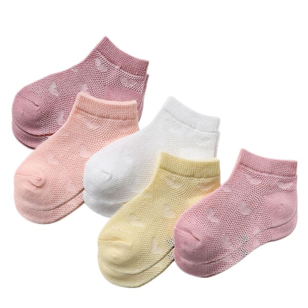 5-pack Andningsbara Stjärnmönstrade Strumpor, Enfärgade Tunna Korta Strumpor, Båtsockor för Barn, Storlek XL, Blandade Färger Assorted Color XL