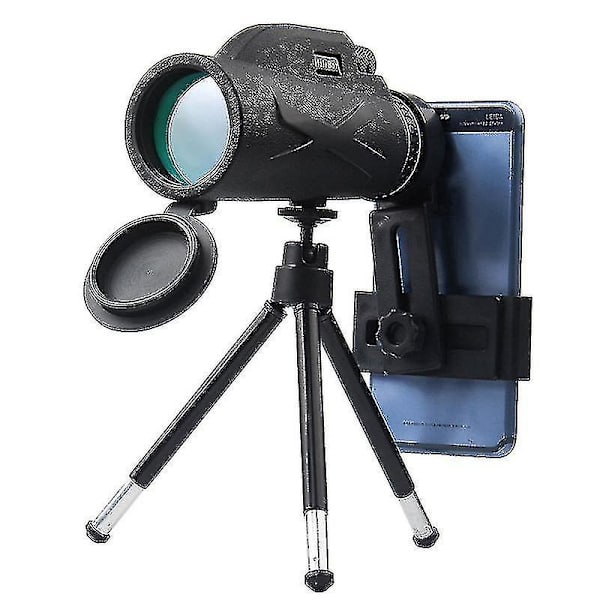 Monokular Starscope Teleskop, 80x100 Højtydende Prisma Teleskop, Med Smartphone Holder Stativ Vandafvisende Monokular Til Fuglekiggeri, Vandreture