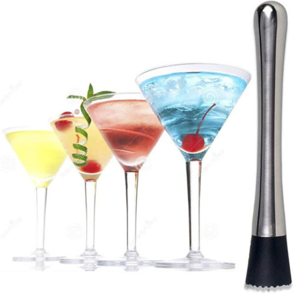Praktisk Cocktailmudder i Rustfrit Stål Mojito Cocktailmudder Mojito Muddler Bar Popsicles Rustfrit Stål Muddlers Bartender Værktøj Til Køkken, B