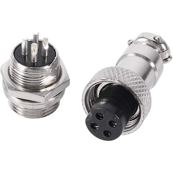 Luftfart Pluggkontakt, Hunn Metall Luftfart Ledningskontakter 4 Pin Hann Hunn Panel Metall Ledningskontakt Luftfart Socket (1 sett, Sølv)