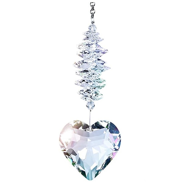 Clear Heart Crystal Ball Prism Pendant, Garden Hanging Decoration, Gift For Women, Mom And Kids