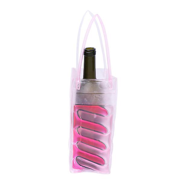 PVC Dobbeltsidet Vinflaske Fryserpose Kølepose Ispose Øl Køle Gel Holder Bærer (pink/rød)