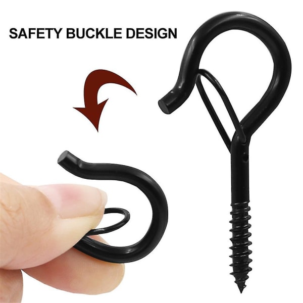 Black Metal Screw-in Hook For Hanging Plant Light Bonsai Hooks 30pcs