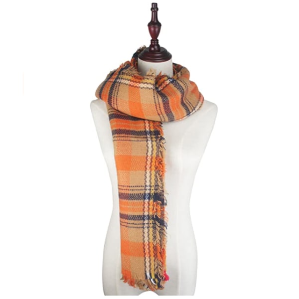 Efterår og vinter imiteret kashmir farverigt plaid firkantet tørklæde dobbeltsidet tørklæde dame sjal farverigt plaid tørklæde 140*140cm (FX-03