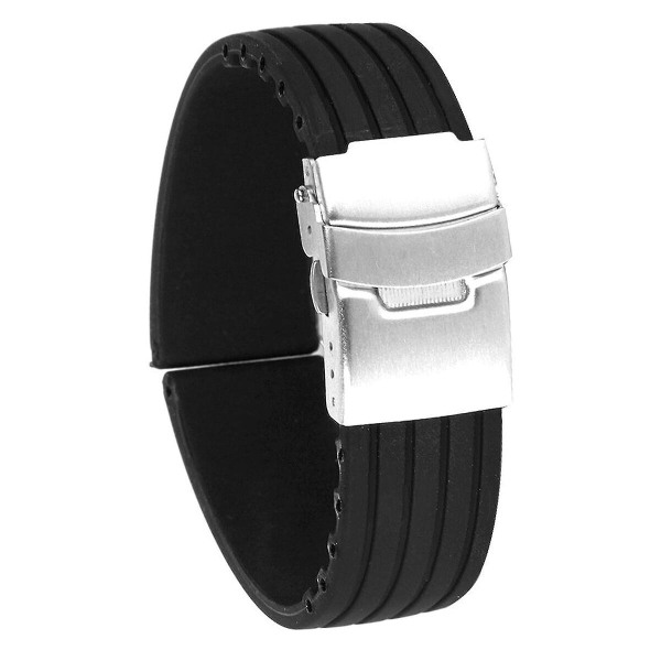 24 mm vattentät ränder mönstrat silikon watch med utbyggnadsspänne i rostfritt stål 24mm