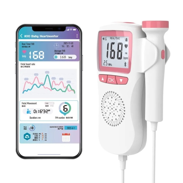 Portabel Doppler Fetal Tillbehörspåse, Hemmabruk Doppler Baby Fosterslag Monitor Graviditet Fosterslag Baby Prenatal Hjärta
