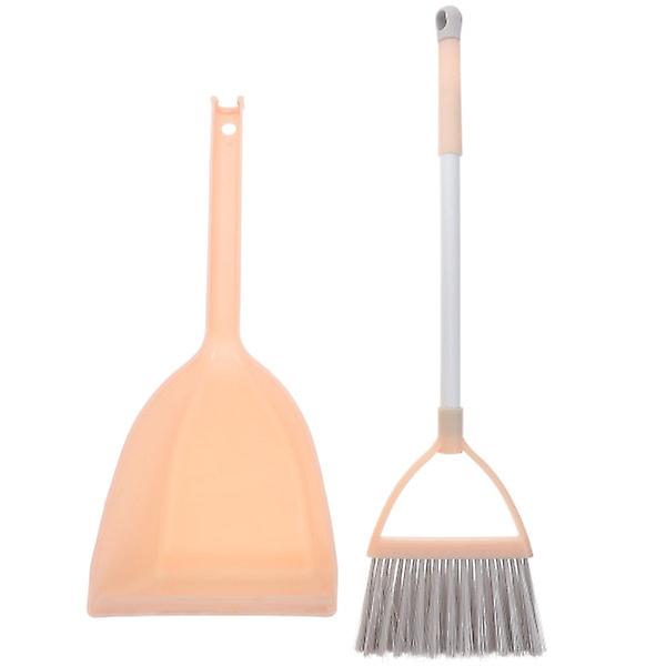 1 Set Children's Small Broom Home Cleaning Dustpan Set Children Cleaning ToolOrange52x16cm