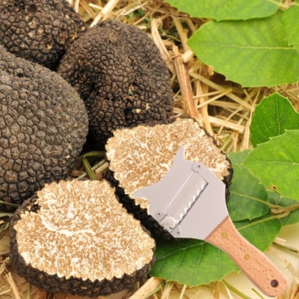 Trøffelskærer med træhåndtag og glatte knive Rustfrit stål chokoladeostbarberknive Letvægts køkkengadget til hvidløg