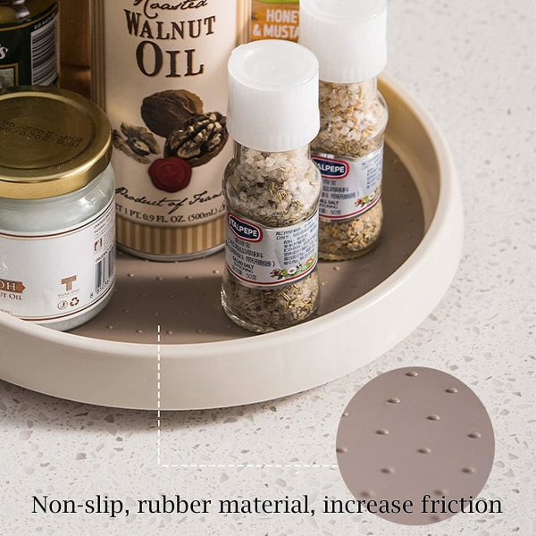 2 stk. roterende skuffer, for krydderier, tilbehør, kjøkkenoppbevaring, 2 størrelser runde skuffer (25 cm / 9,8 tommer & 30 cm / 11,8 tommer), roterende plastbase for skap, F