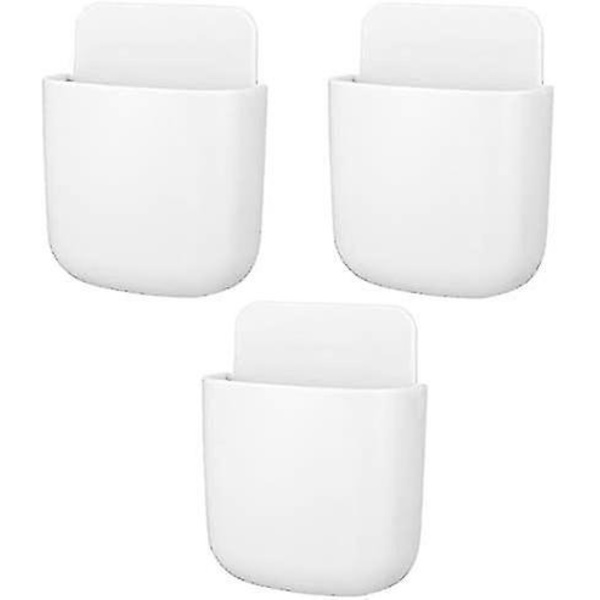 3-pack fjärrkontrollhållare väggmonterade hållare hålfri telefonladdningsorganisatör pennförvaringsbehållare för hemmet (vit)