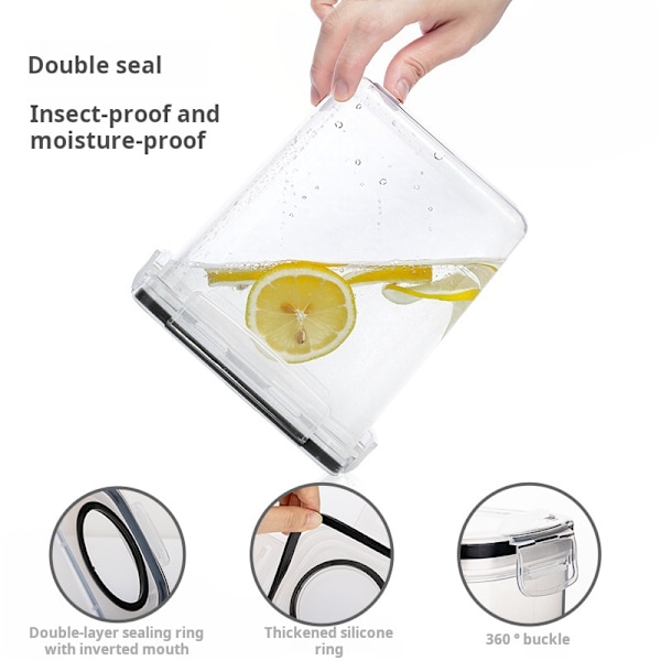 Kök matförvaringsburk 2,5L 4-delars set spannmålsförvaringslåda transparent PP förseglad vattentät förvaringsburk_xrzi Transparent-4pcs setup 2.5L