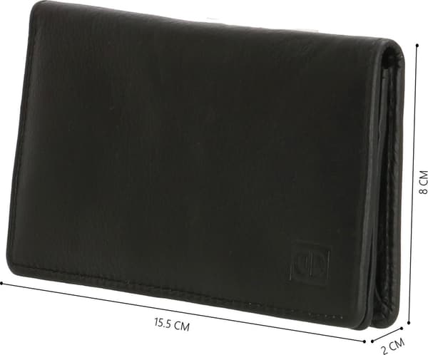 Tobakspung i ægte læder med lynlåslomme til cigaretpapir og lighter, sort, 15,5 x 8 cm