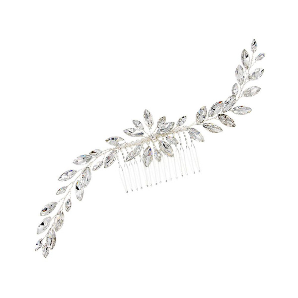 Håndlaget Krystall Hårkam Bryllups Smykker Rhinestone Innsats Kam Hårdekorasjon For Kvinner Brud P Silver M