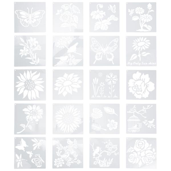 20pcs Creative Butterflies Themed Stencils Diy Drawing Templates (white)White15x15cm