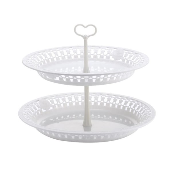 1 stk Dobbeltlags Kake Stativ Dessert Display Stativ Stativ Ettermiddagste Snacks Plate Hvit 24.5X24.5CM White 24.5X24.5CM