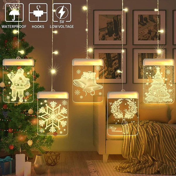 Lysgardin Jul 1,5m 54 3d LEDs Lavtrykspendel Julebelysning Indretning Led Lysguirlande Til altan Terrasse Vinduegårdhave
