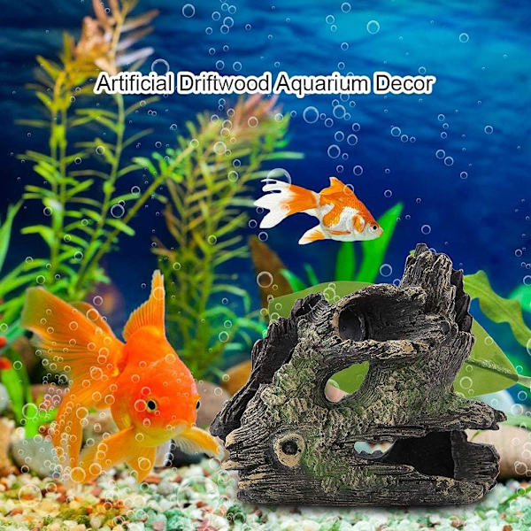 Akvarium Drivtømmer Kunstigt Høj Kvalitet Harpiks Træstamme Dodge Reproduktion Dekorer Træ Rødder Hul Træ Hul til Fisk Tank Ornament