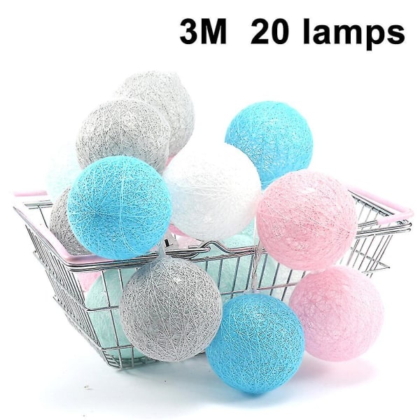 Cotton Ball String Light Led Fairy Lamp Sovrum Party Festival Decor3Mstyle 3 style 3 3M