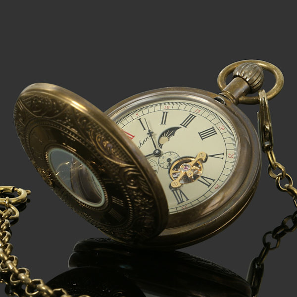 Vintage-taskukello Roomalaisin Numeroilla Quartz-taskukello Ketjun Kanssa Jouluun, Valmistumiseen, Syntymäpäiville, Isänpäiväksi