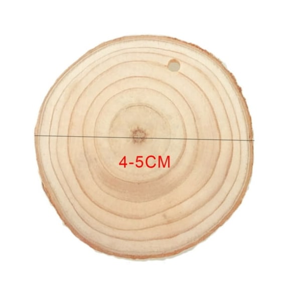 50 stk runde skiver naturtræ Ufærdige forborede hul træcirkler Julebryllupspynt skiver med reb