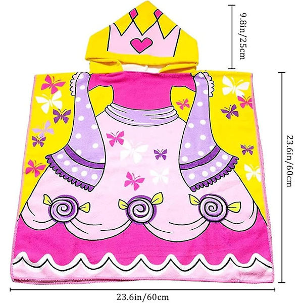 Badekåpe for barn, badeponcho for barn, badehåndkle for barn med hette, strandhåndkle med søte mønstre, flere bruksområder for barn fra 2 til 8 år (sommerfugl)