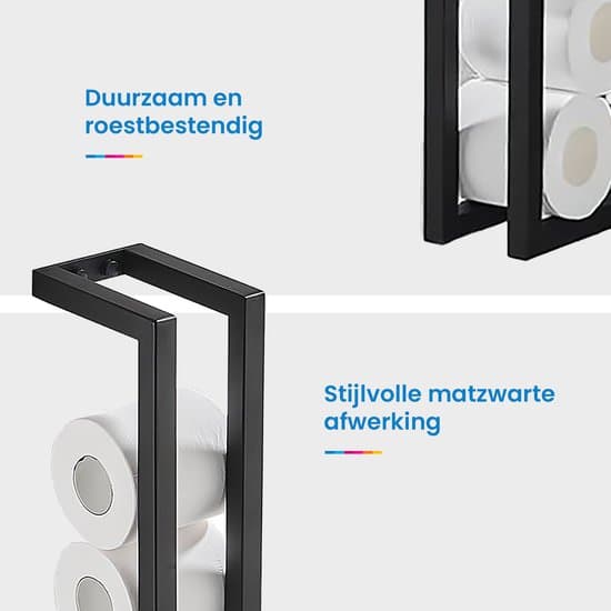 Vægmonteret toiletpapirholder, toiletpapirholder i rustfrit stål til badeværelset, rustfri pladsbesparende design, mat sort