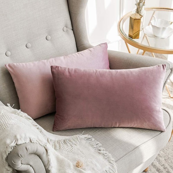 Sett med 2 Dekorative Fløyels Putetrekk Sofa Putetrekk Supermyk Myk Dekorasjon Hjem Stue Soverom For Sofa 2 Deler 30x30cm Sakura Rosa
