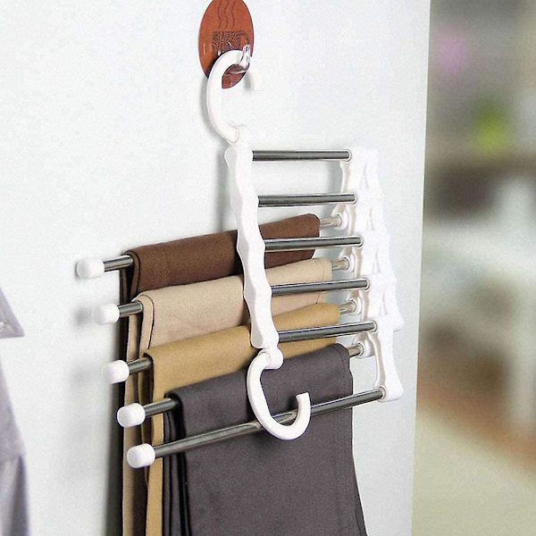 Buksestativer Pladsbesparende Multifunktionelt Sæt Af 2 Rustfrit Stål Buksestativer Udvidbare Foldbare Multi Hængere Magic Hanger Organizer Garderobe