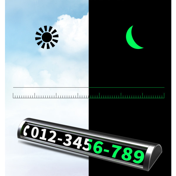 Ljusande tillfällig parkeringsskylt Aluminiumlegering Glidning Dold parkering Telefonnummerskylt Mobilbil Nummerskylt (svart)