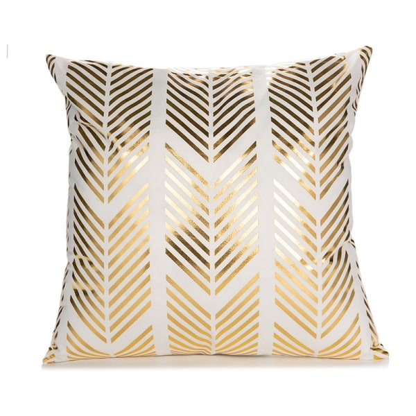 Hvitt og gull putetrekk Sett med 4 geometriske putetrekk Firkantede dekorative putetrekk for sofa sofa utendørs 18x18 tommer