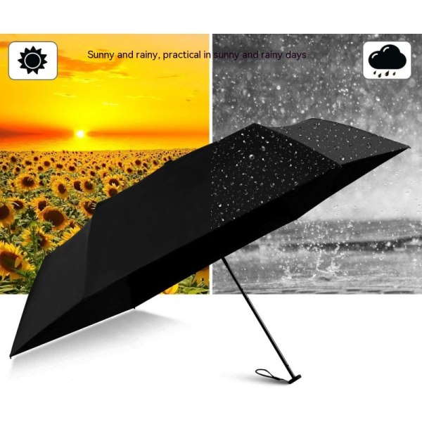 Mini regnparaply, automatiskt hopfällbart paraply, vindtätt, lätt och packbart för resor, automatisk svart