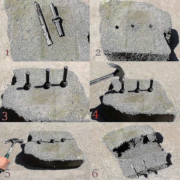 5 stk Steinskillerkiler, Jern Steinskillerklemme, Steinbruddverktøy, Elektrisk Hammer, Diamanthode