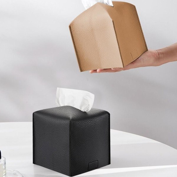 Fyrkantig dekorativ PU-läder Tissue Box Hållare Tissue Box Cover