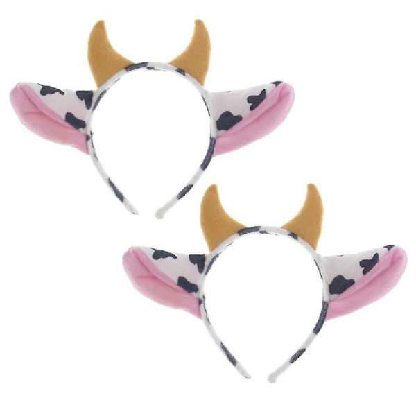 2 stk. Fyldte Dyr Ko Print Cowboy Hat Kvæg Pandebånd Ko Ører Ko KostumeM M
