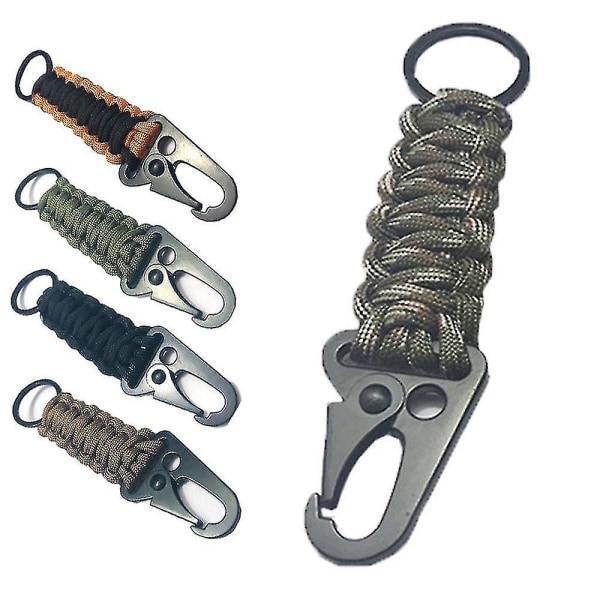 Hike-spenne Camping Nøkkelring Krok Flettet Lanyard Paracord Utendørs Paraply 2stk-oransje