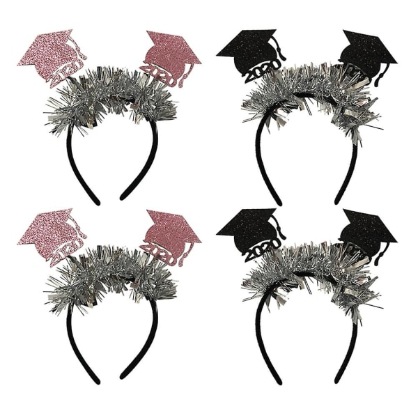 4pcs Mini Doctor Hat Design Hair Non-woven Fabric Headband Glitter Doctor Headdress  Graduation