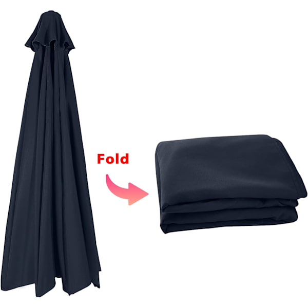 (Sort) 9ft Udendørs Parasol Udskiftningstop Passer 8 Ribber, Haveparasol Balkon Udendørs Cafe