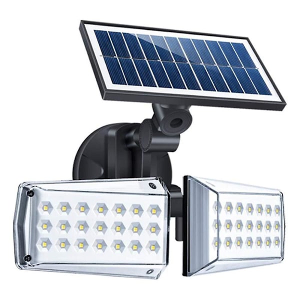 2 Hoved LED Sikkerhedslys Bevægelsessensor Udendørs Justerbar 20w, Ip65, Udendørs Overlysvandfast Solcellegadelys Til Garage, Have