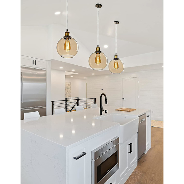 Industriel Glas Pendellampe, Loftlampe Med Glas Skærm, E27 Justerbar Pendellampe Base Pendelbelysning Loft Til Loft Køkken Spisestue Ca